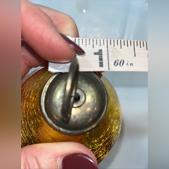 GOLD Bulb Ornament Mercury Glass crackled shiny Long vintage metal loop top Xmas - Picture 10 of 16